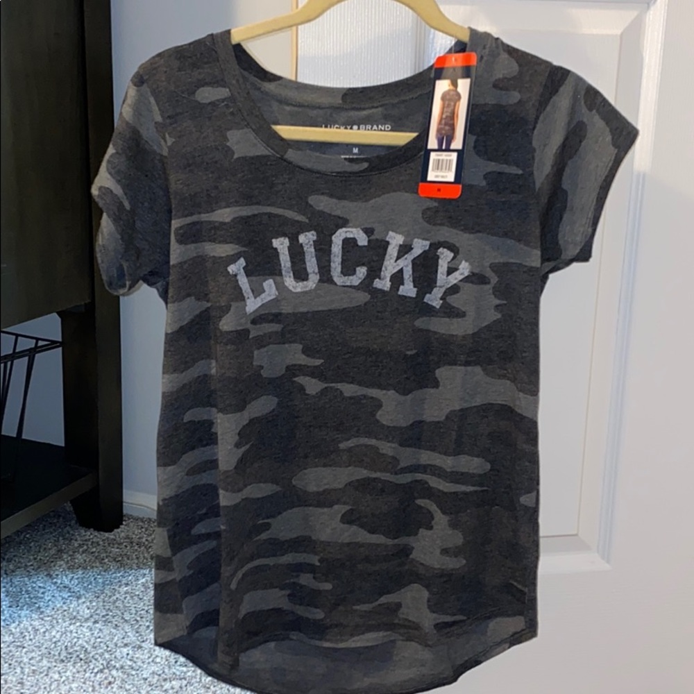 NWT LUCKY BRAND Lucky graphic camouflage tee.